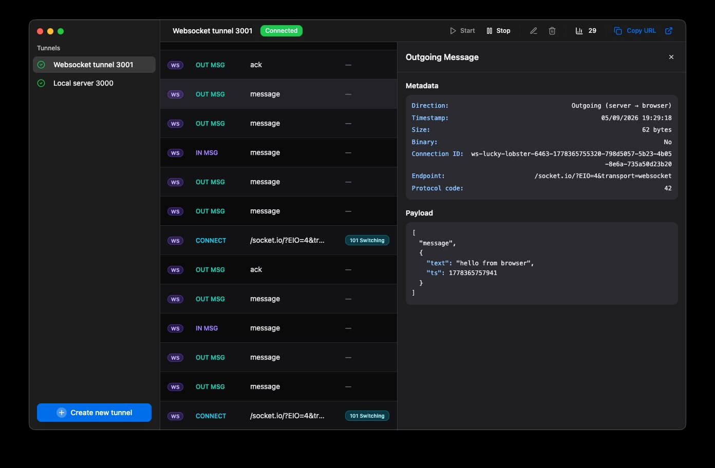 WebSocket request details and request log improvements preview